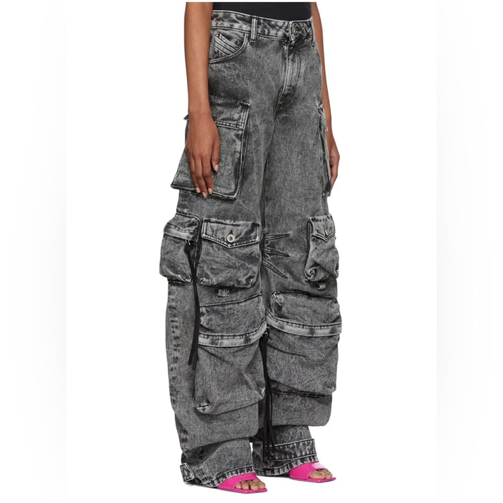 Stylish Gray Cargo Flare Jeans